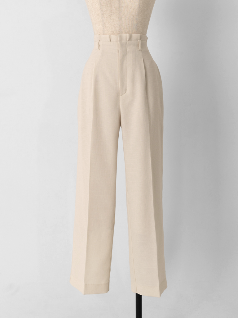 ストレッチリネンライクセミワイドパンツ【リサイクルポリエステル】