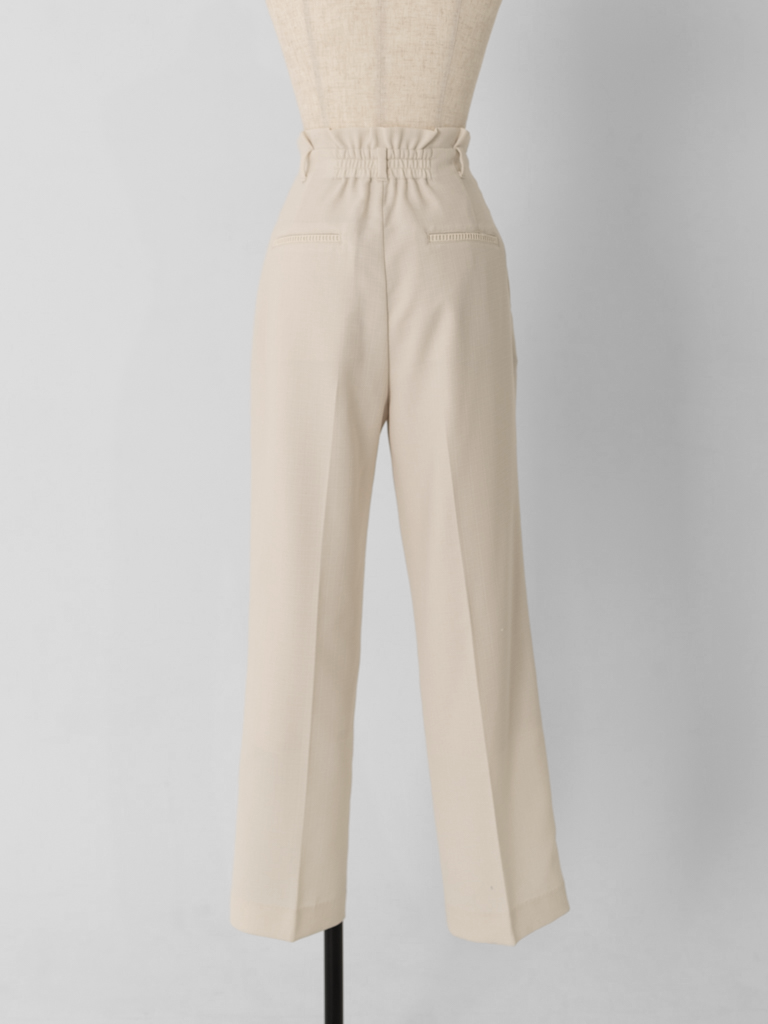 ストレッチリネンライクセミワイドパンツ【リサイクルポリエステル】