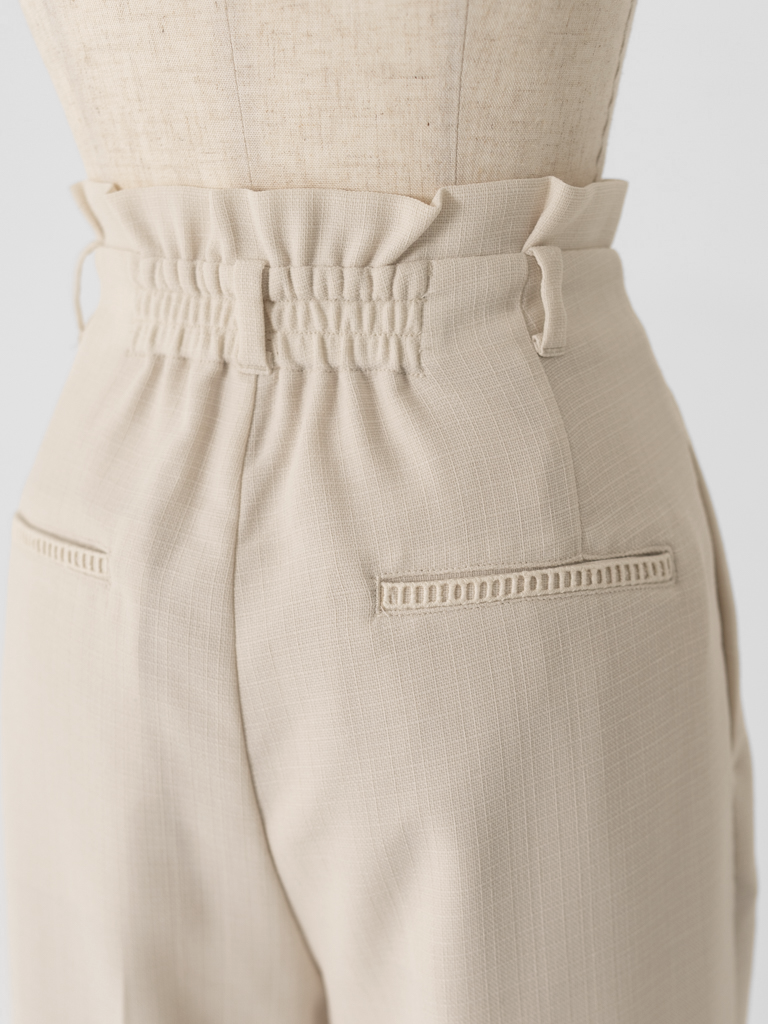 ストレッチリネンライクセミワイドパンツ【リサイクルポリエステル】