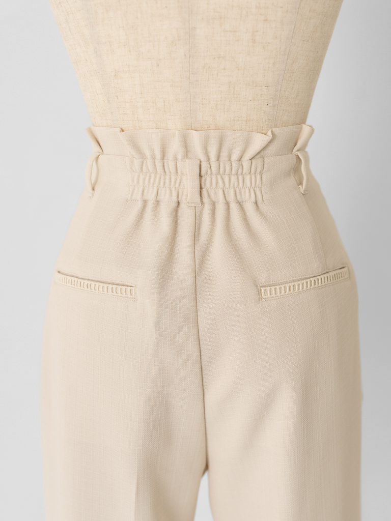 ストレッチリネンライクセミワイドパンツ【リサイクルポリエステル】