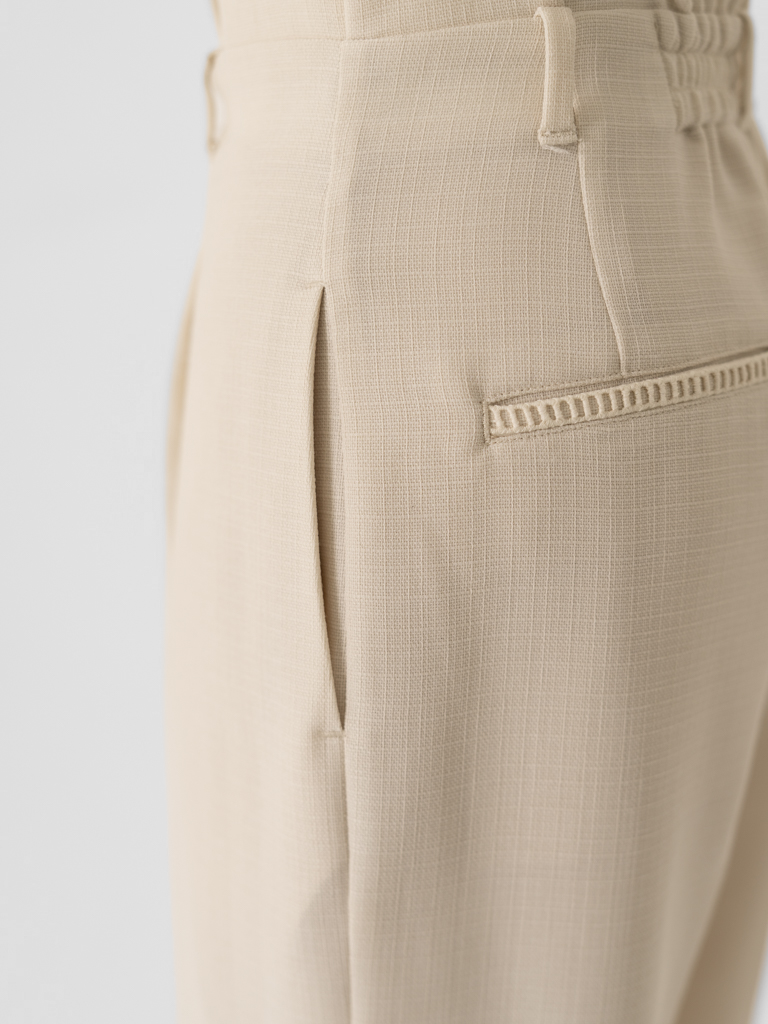 ストレッチリネンライクセミワイドパンツ【リサイクルポリエステル】