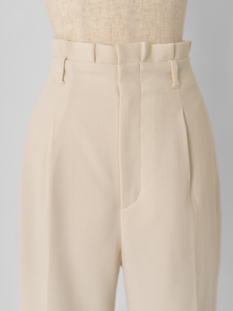 ストレッチリネンライクセミワイドパンツ【リサイクルポリエステル】