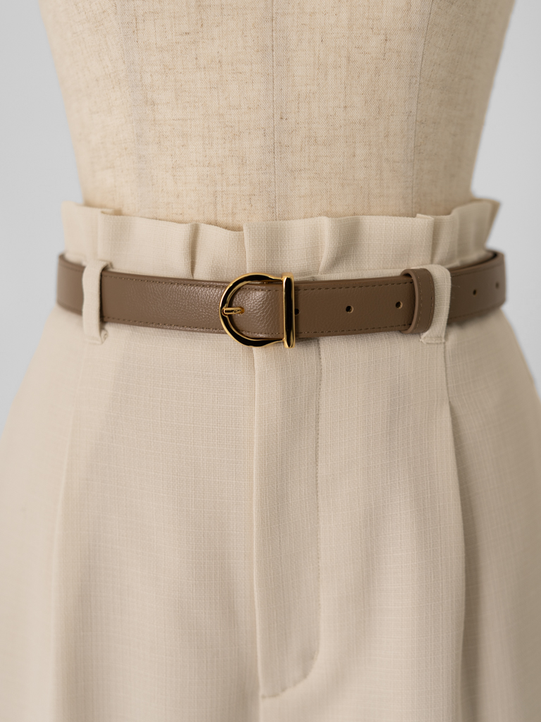 ストレッチリネンライクセミワイドパンツ【リサイクルポリエステル】