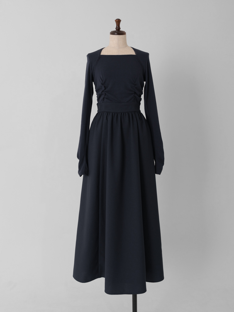 トラペーズネックフライスドッキングワンピース【オーガニックコットン】