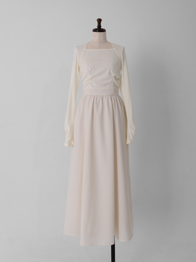 トラペーズネックフライスドッキングワンピース【オーガニックコットン】