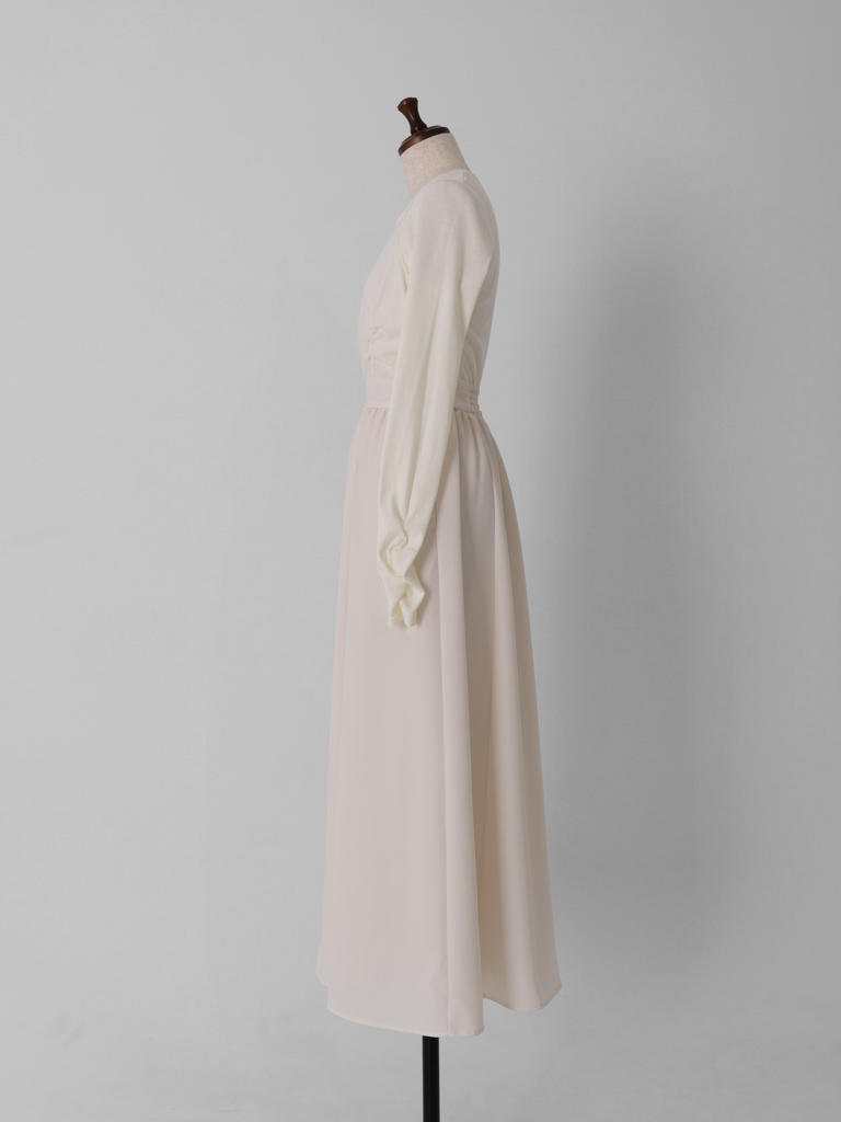 トラペーズネックフライスドッキングワンピース【オーガニックコットン】