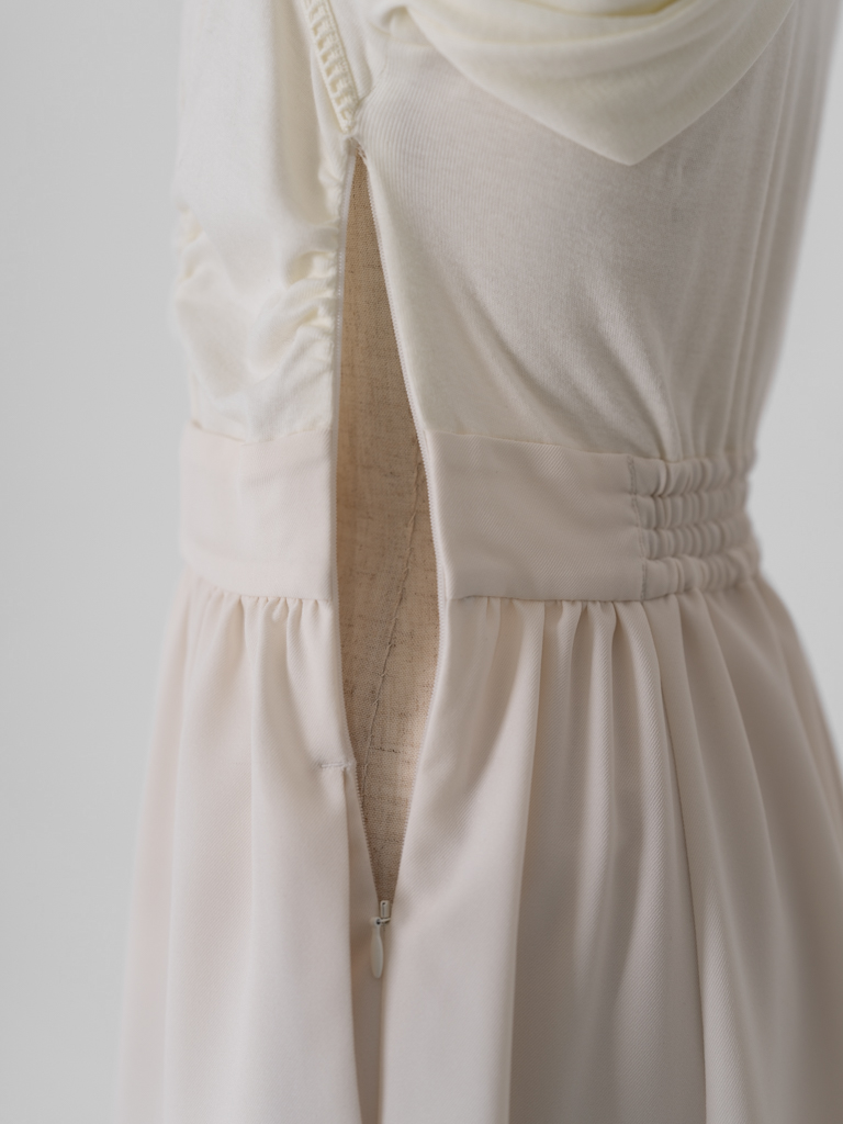トラペーズネックフライスドッキングワンピース【オーガニックコットン】