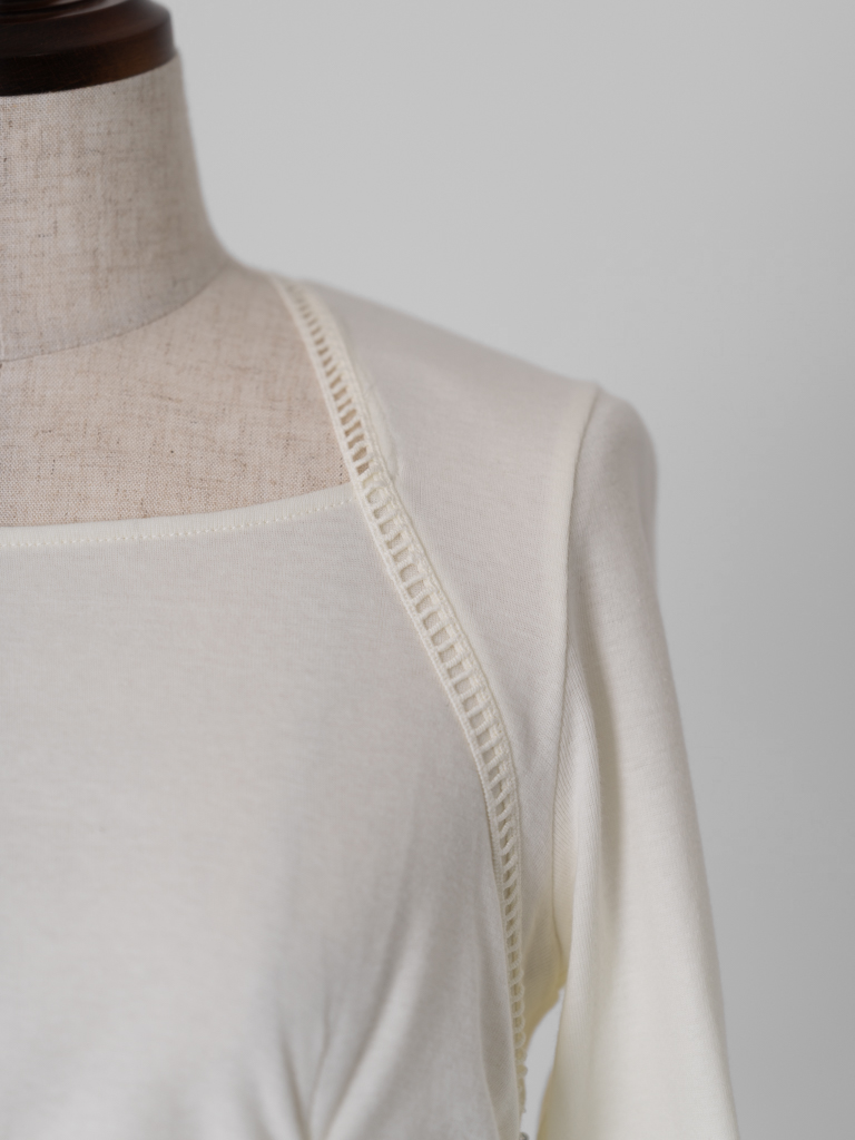 トラペーズネックフライスドッキングワンピース【オーガニックコットン】