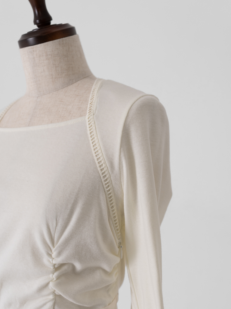 トラペーズネックフライスドッキングワンピース【オーガニックコットン】