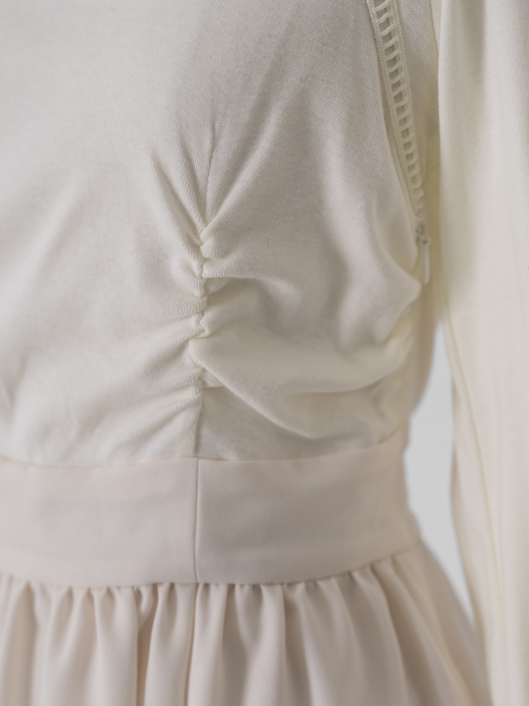 トラペーズネックフライスドッキングワンピース【オーガニックコットン】