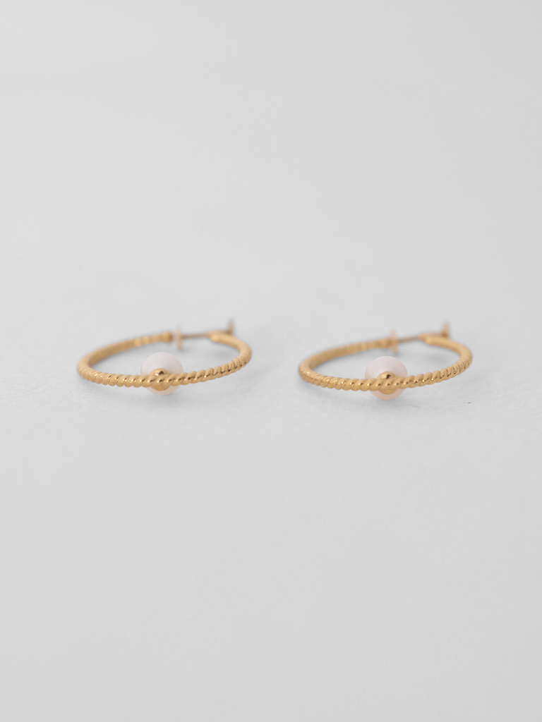 淡水パールツイストフープピアス / イヤリング