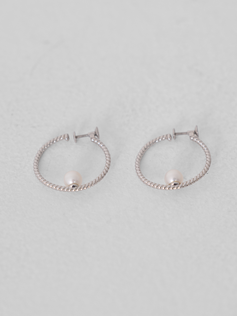 淡水パールツイストフープピアス / イヤリング