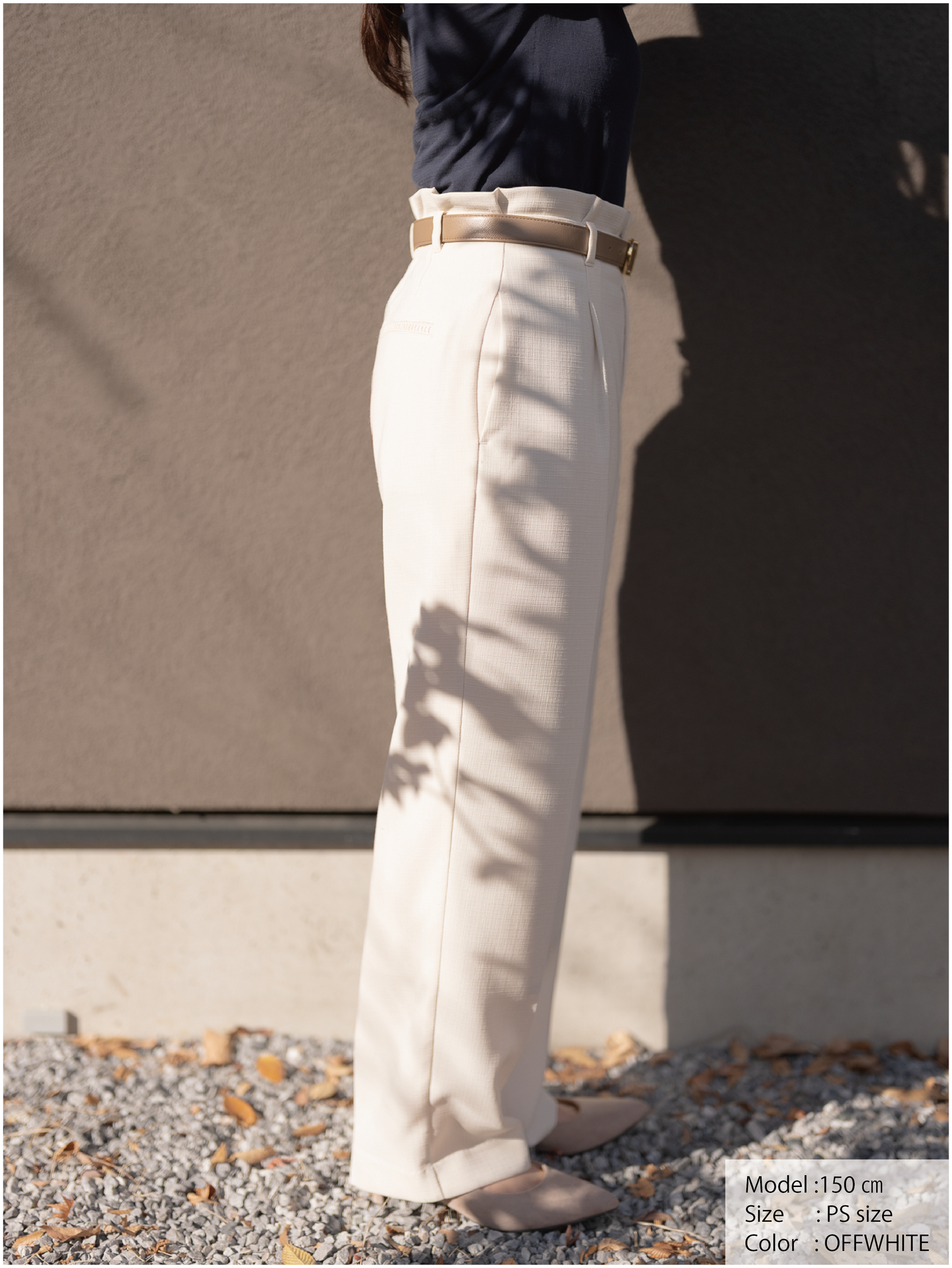 ストレッチリネンライクセミワイドパンツ【リサイクルポリエステル】