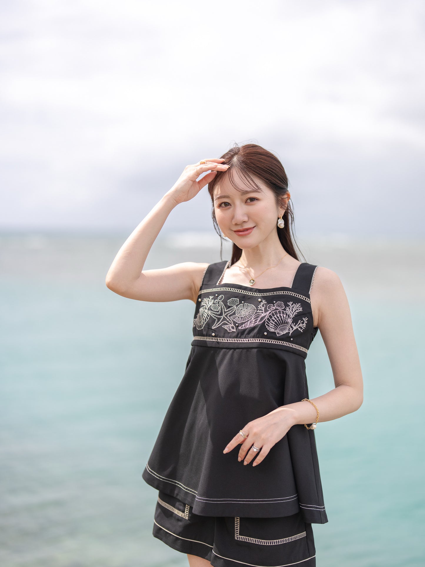 ハシゴレースリラックスショートパンツ【リサイクルポリエステル】