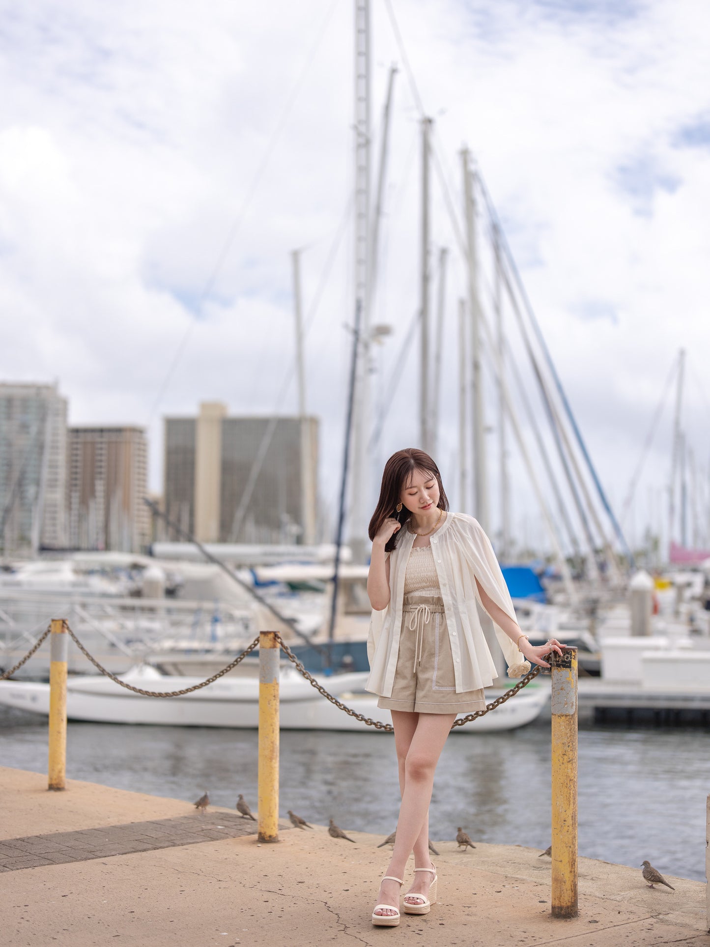 ハシゴレースリラックスショートパンツ【リサイクルポリエステル】