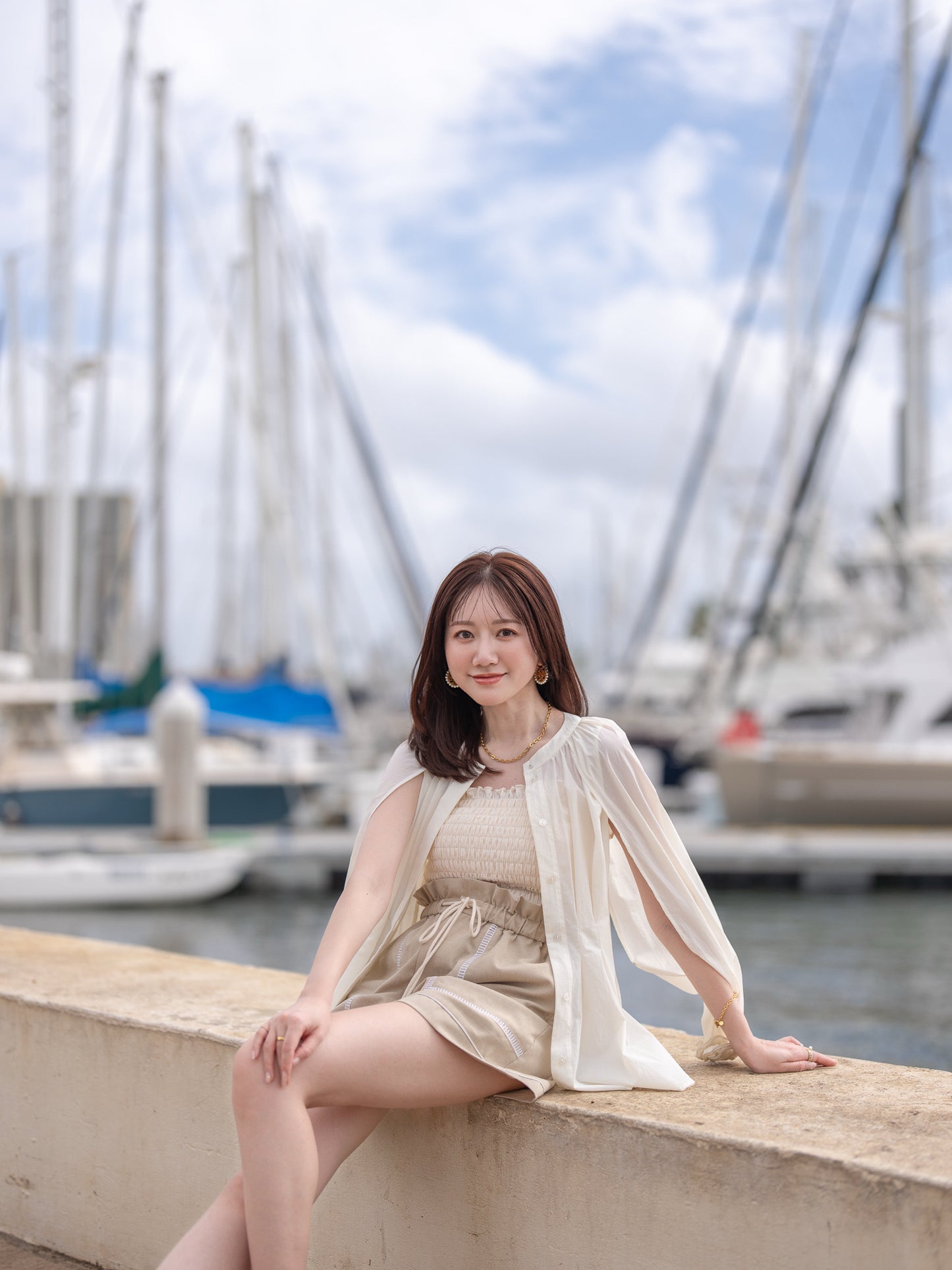 ハシゴレースリラックスショートパンツ【リサイクルポリエステル】