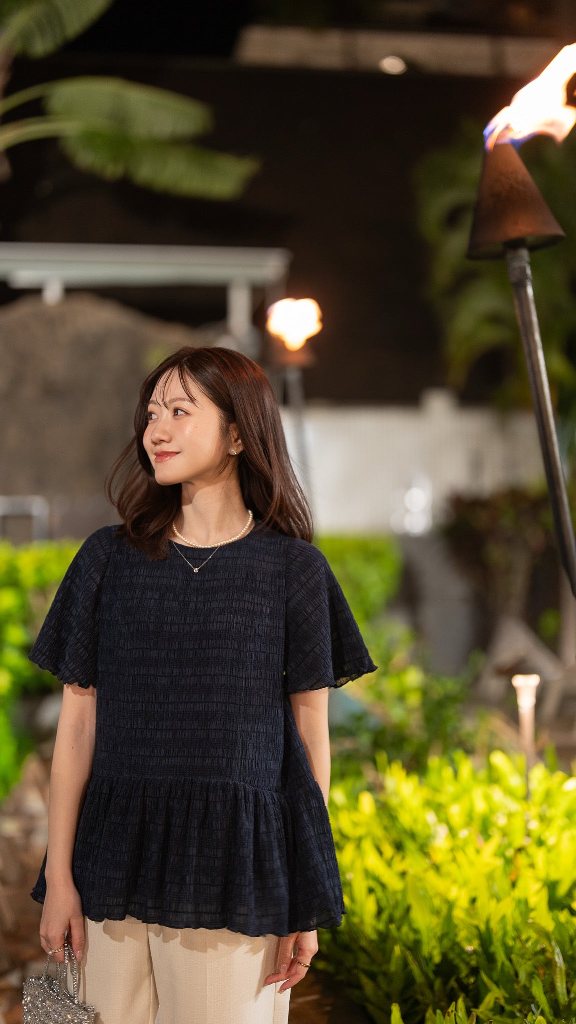 エアリーシャーリングペプラムトップス【リサイクルポリエステル】