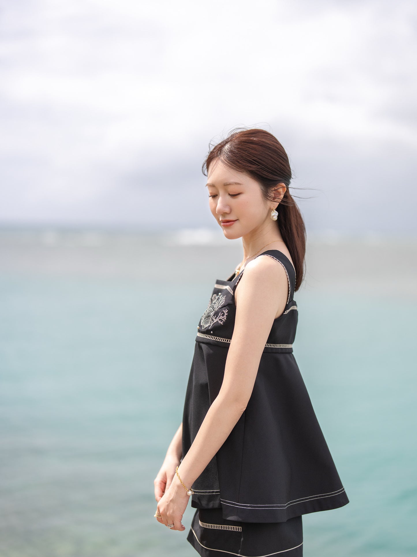 ハシゴレースリラックスショートパンツ【リサイクルポリエステル】