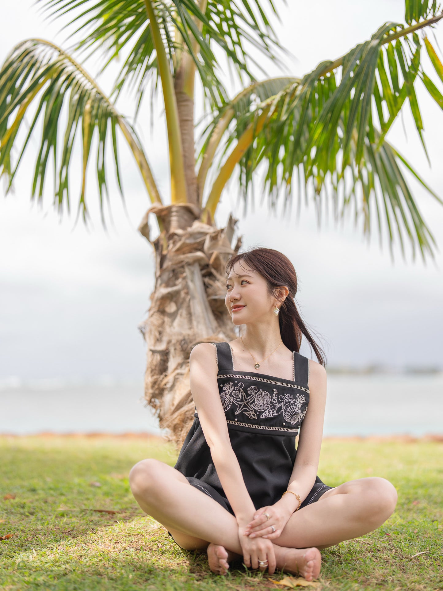 ハシゴレースリラックスショートパンツ【リサイクルポリエステル】