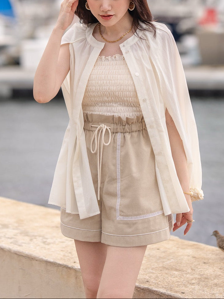 ハシゴレースリラックスショートパンツ【リサイクルポリエステル】