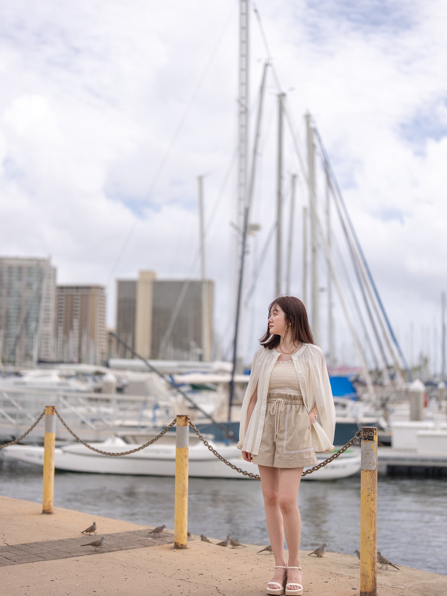 ハシゴレースリラックスショートパンツ【リサイクルポリエステル】