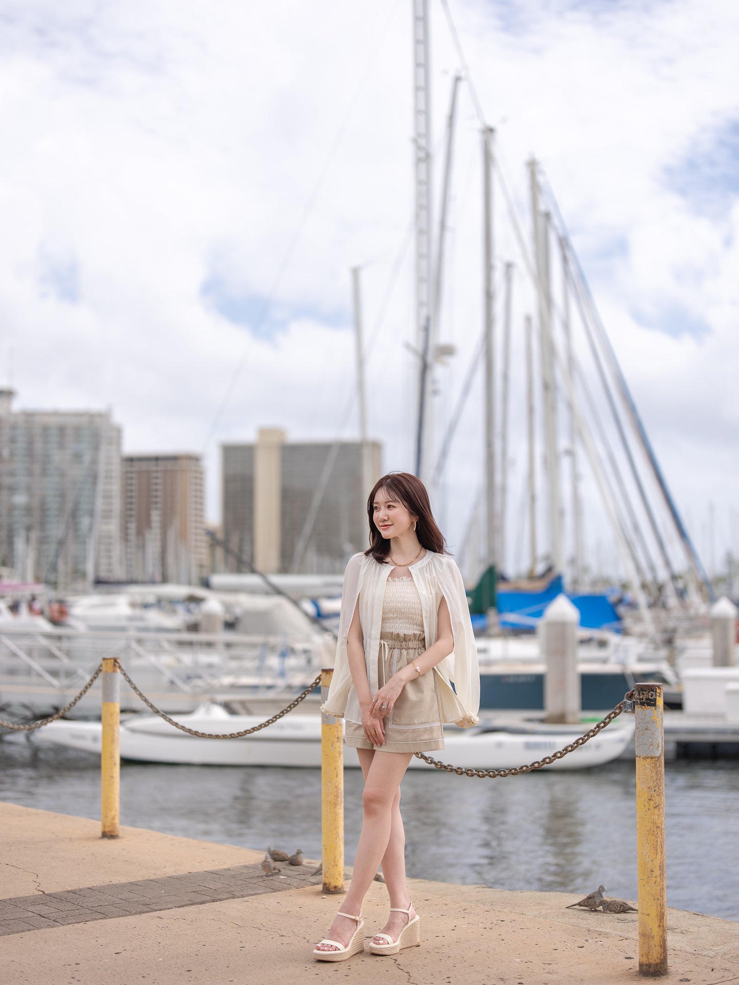 ハシゴレースリラックスショートパンツ【リサイクルポリエステル】