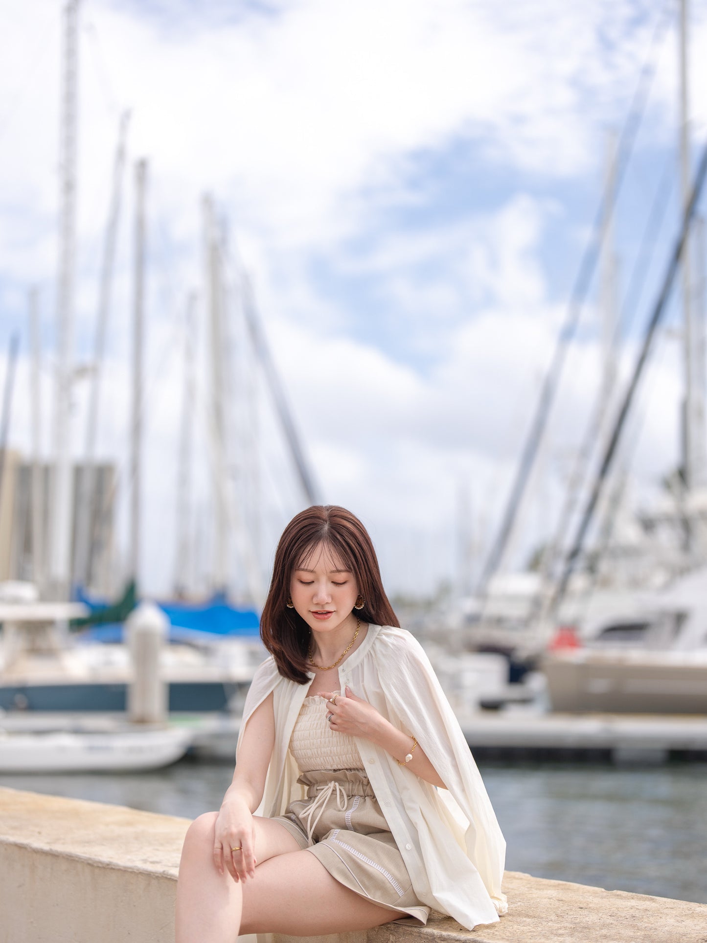 ハシゴレースリラックスショートパンツ【リサイクルポリエステル】