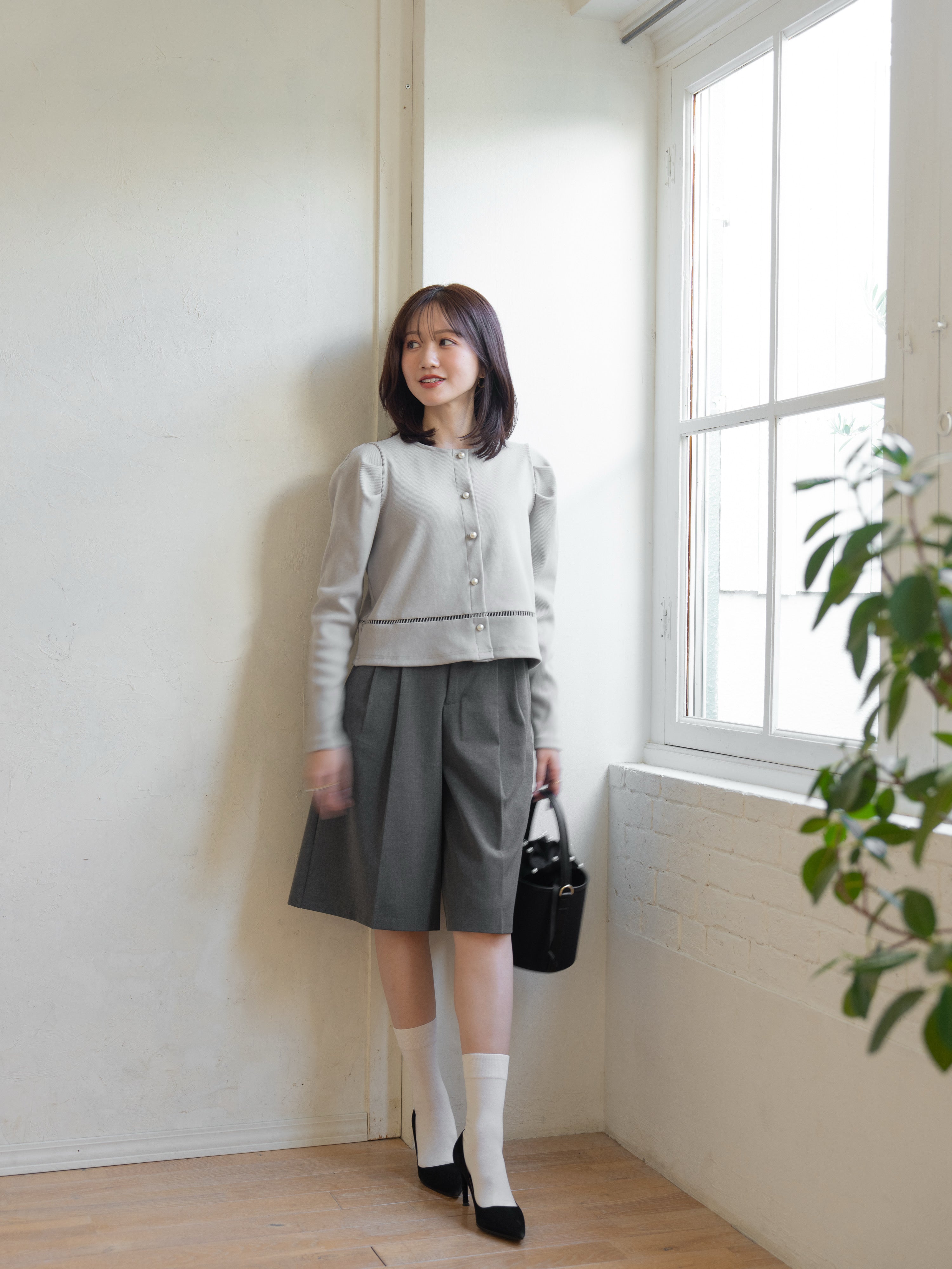 パールボタンリブカーディガン 【リサイクルポリエステル】 – Maison