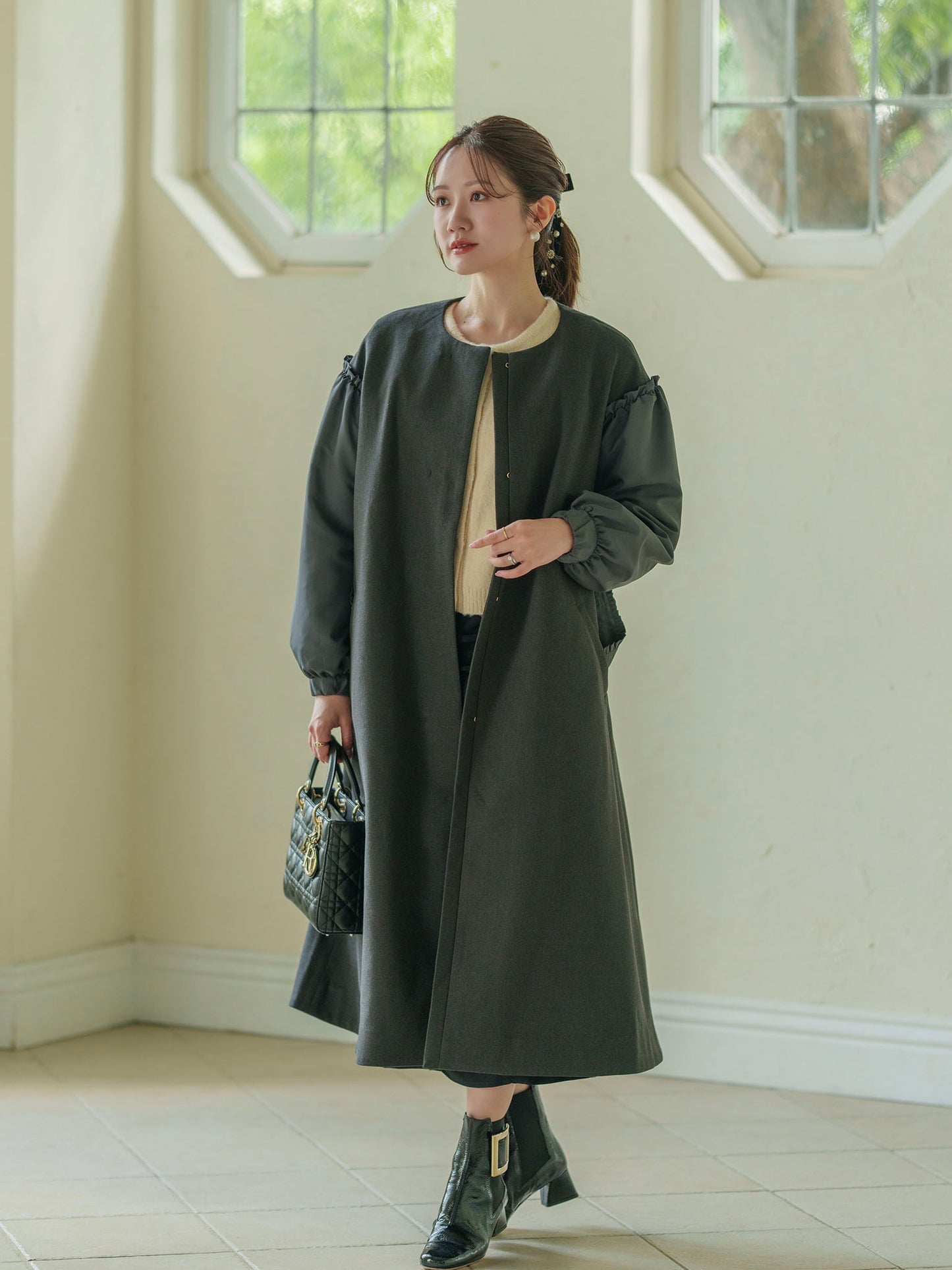 パフスリーブ中綿コート