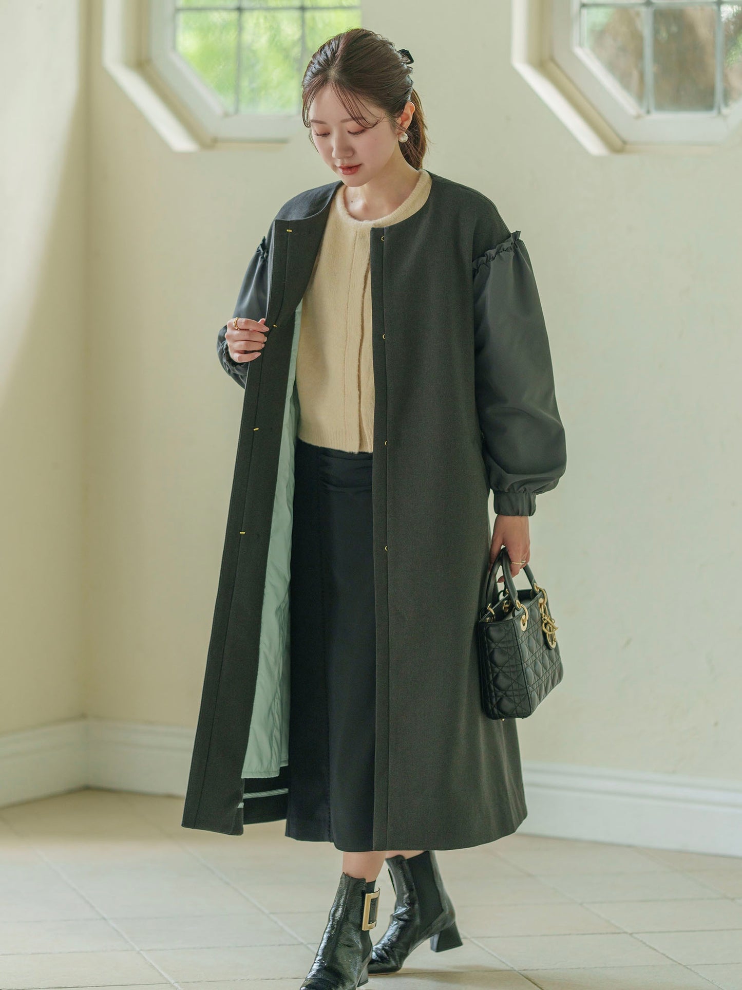 パフスリーブ中綿コート