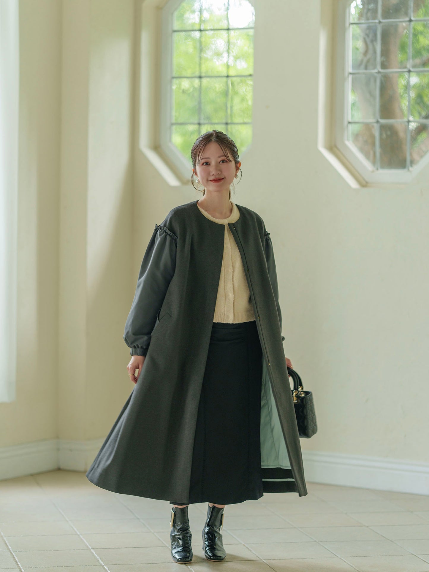 パフスリーブ中綿コート