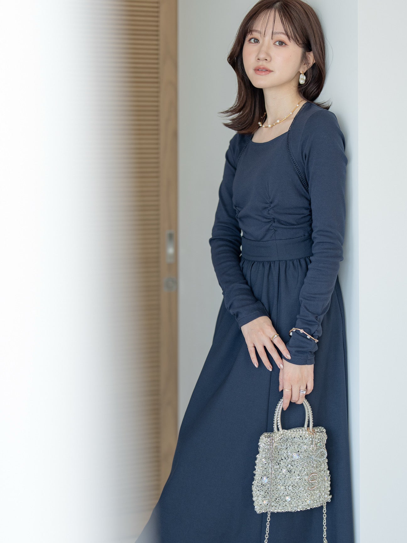 トラペーズネックフライスドッキングワンピース【オーガニックコットン】