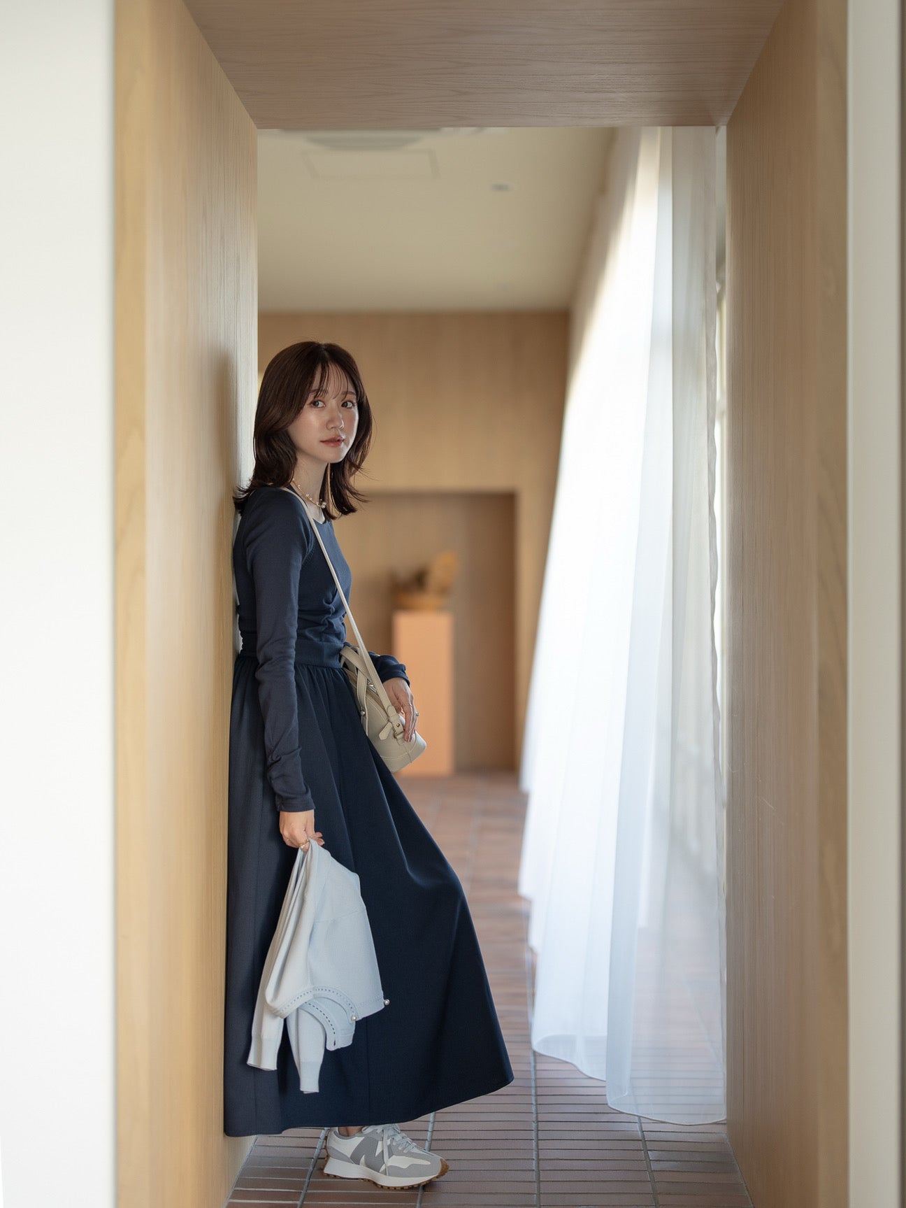 トラペーズネックフライスドッキングワンピース【オーガニックコットン】