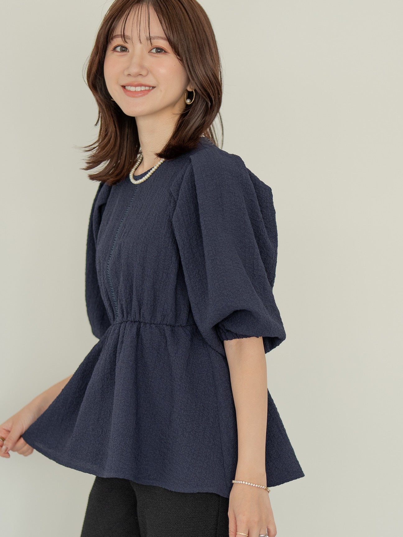 ポコポコペプラムブラウス【リサイクルポリエステル】