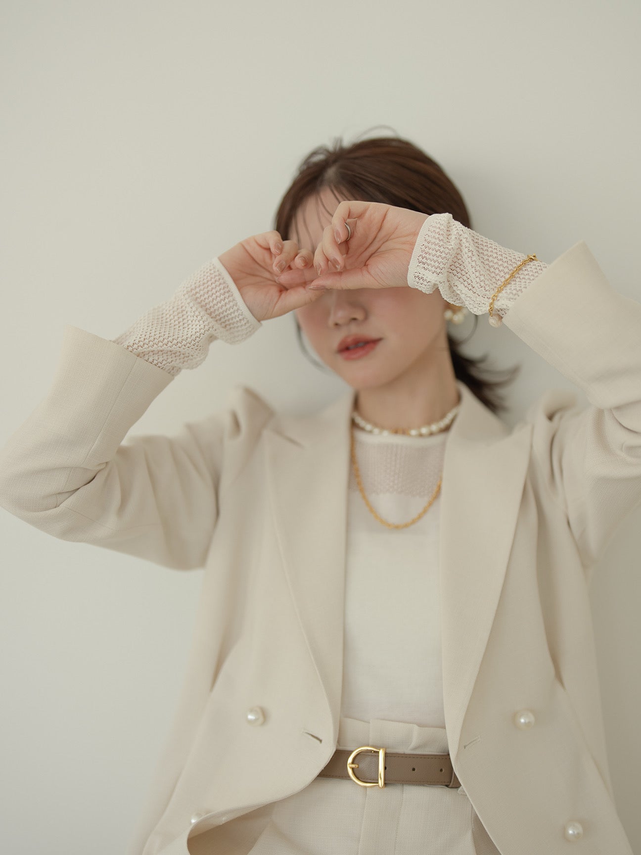 リネンライクテーラードジャケット【リサイクルポリエステル】