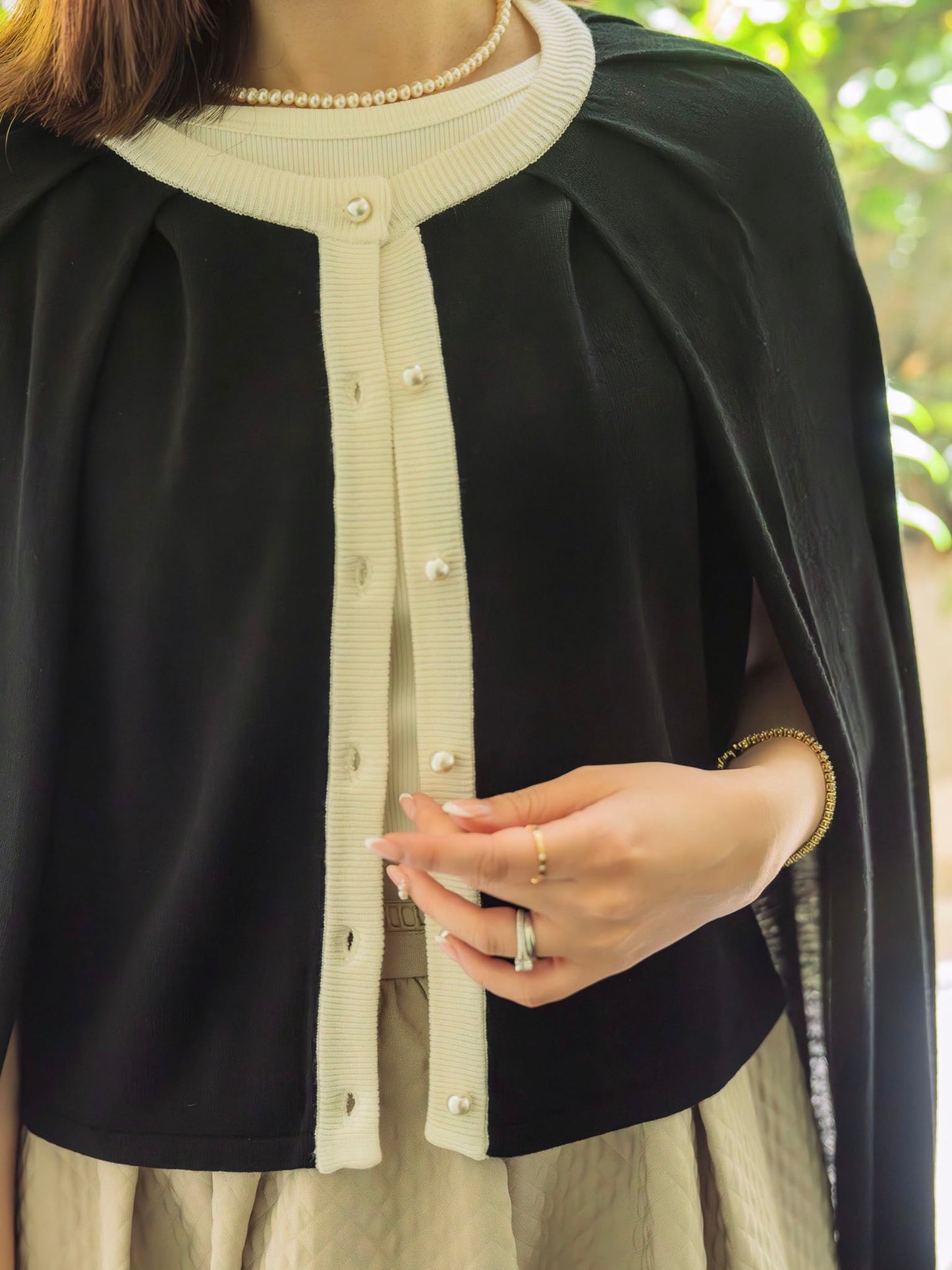 2WAYバイカラーニットカーディガン【レーヨン×リサイクルポリエステル】