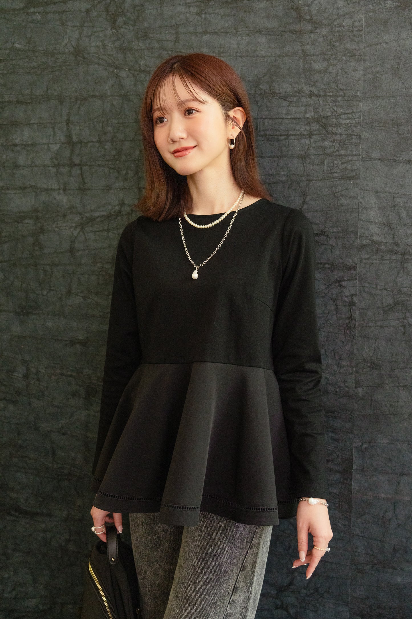 ストレッチポンチペプラムトップス【オーガニックコットン×リサイクルポリエステル】＜予約商品＞