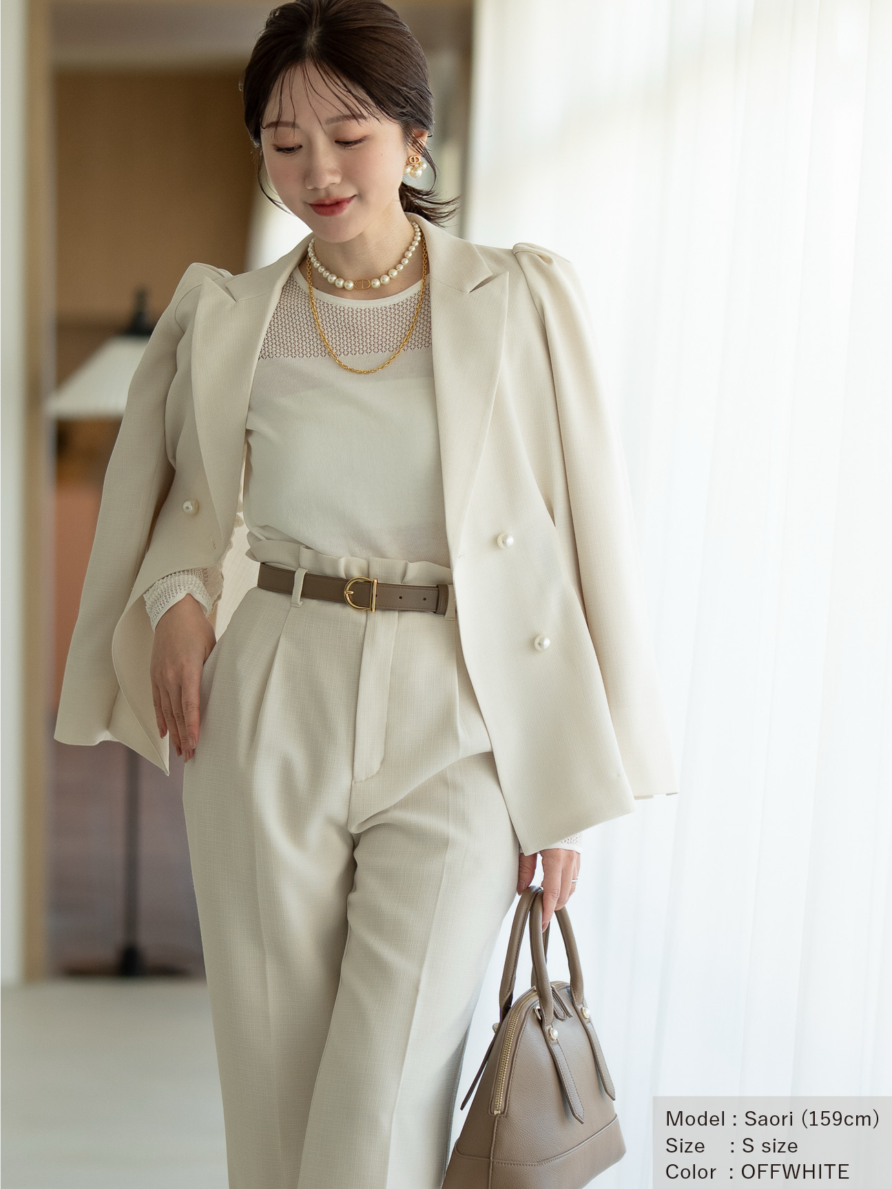 リネンライクテーラードジャケット【リサイクルポリエステル】