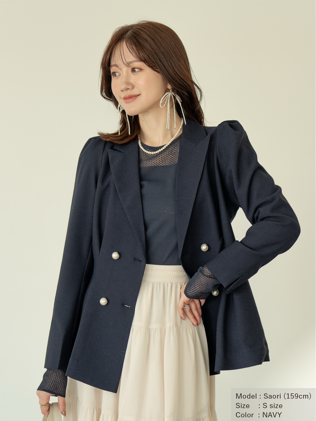 リネンライクテーラードジャケット【リサイクルポリエステル】