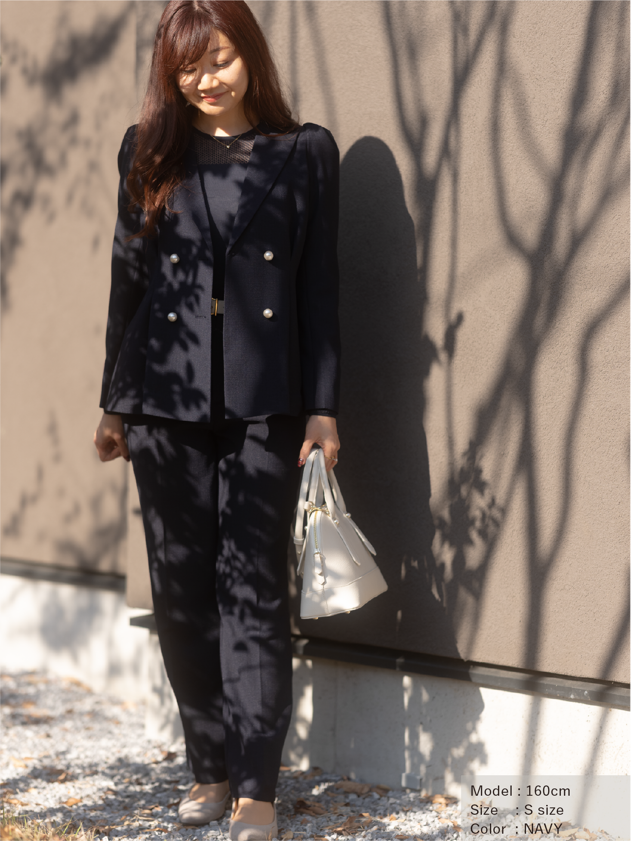 ストレッチリネンライクセミワイドパンツ【リサイクルポリエステル】