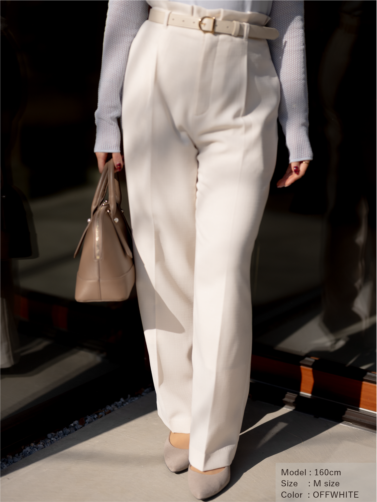 ストレッチリネンライクセミワイドパンツ【リサイクルポリエステル】