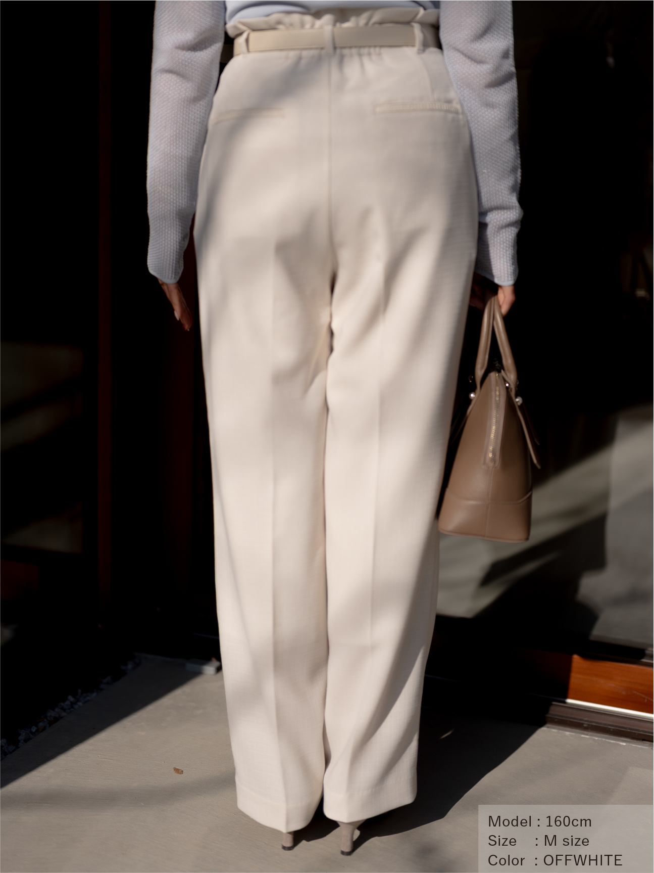 ストレッチリネンライクセミワイドパンツ【リサイクルポリエステル】