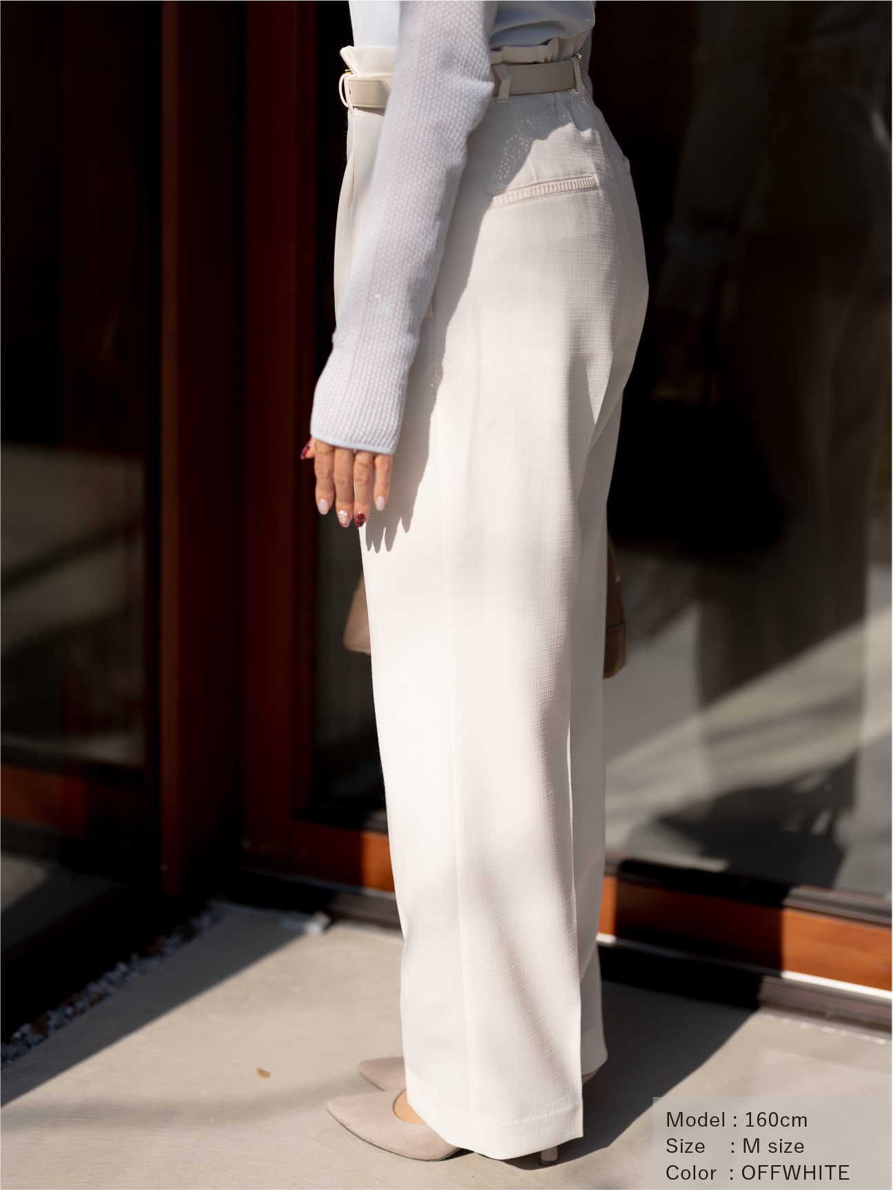 ストレッチリネンライクセミワイドパンツ【リサイクルポリエステル】