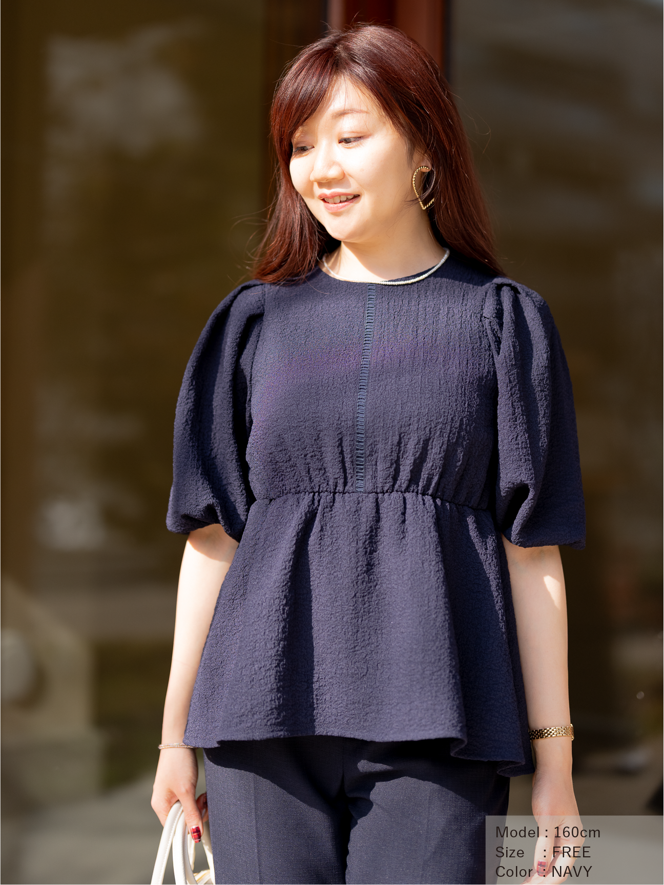 ポコポコペプラムブラウス【リサイクルポリエステル】