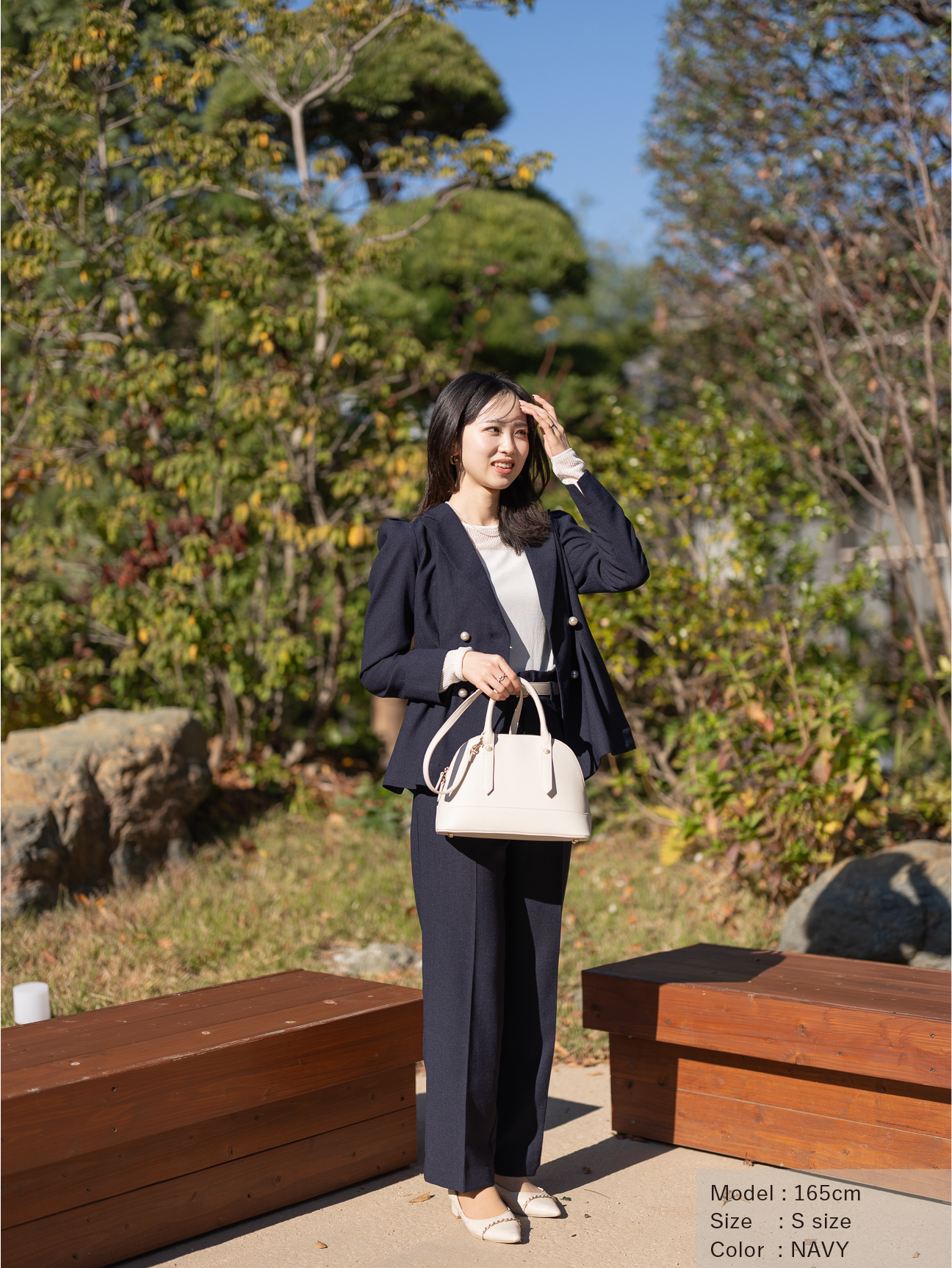 リネンライクテーラードジャケット【リサイクルポリエステル】