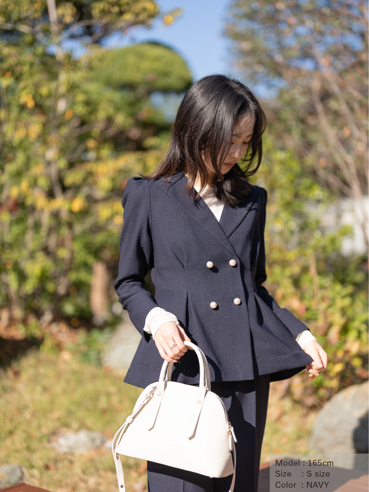 リネンライクテーラードジャケット【リサイクルポリエステル】