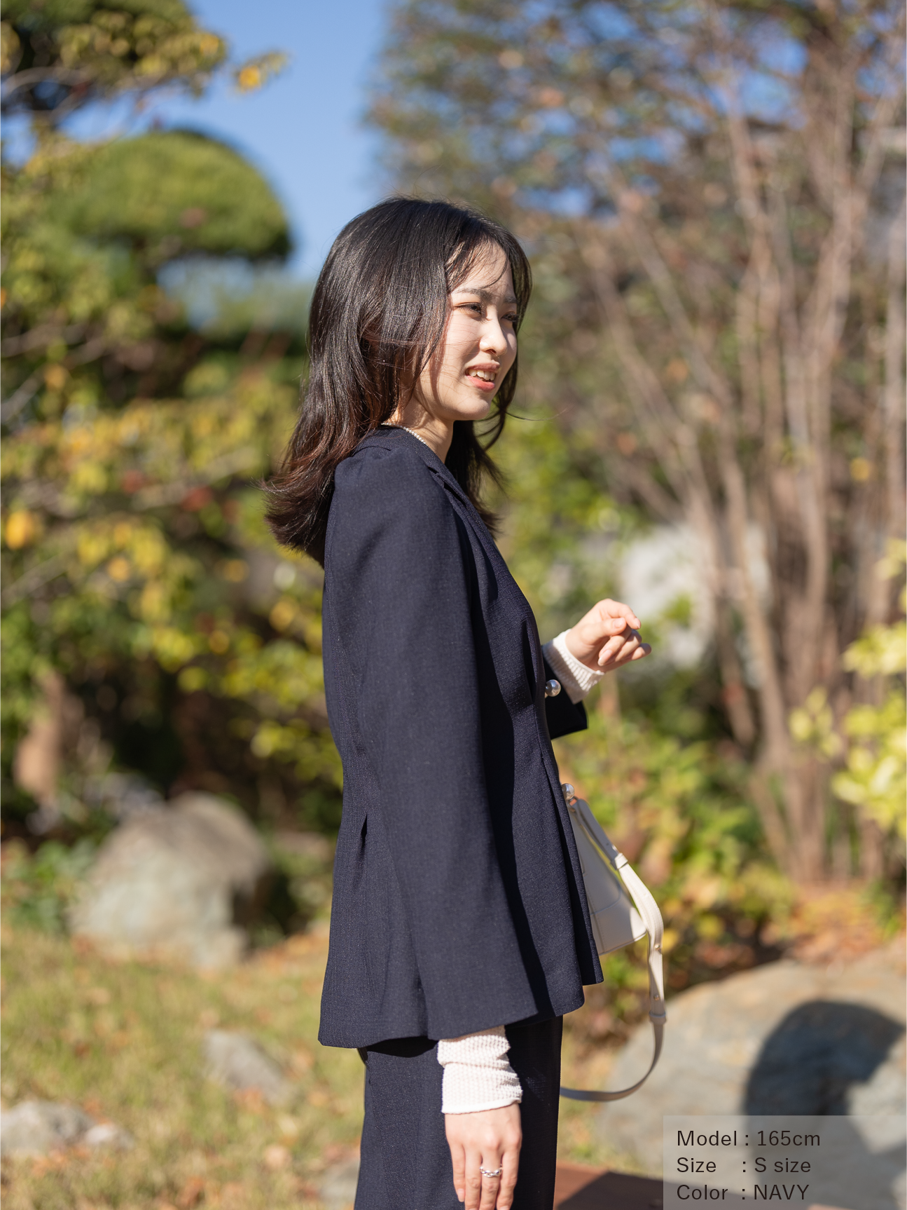 リネンライクテーラードジャケット【リサイクルポリエステル】