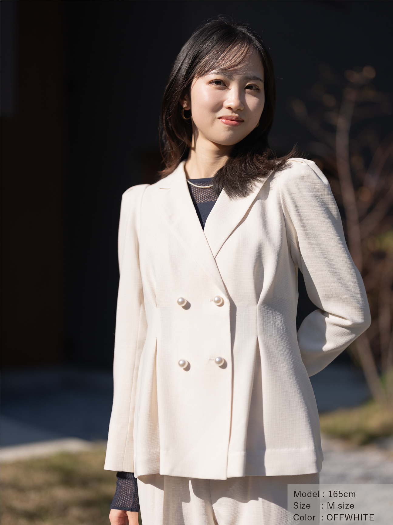 リネンライクテーラードジャケット【リサイクルポリエステル】