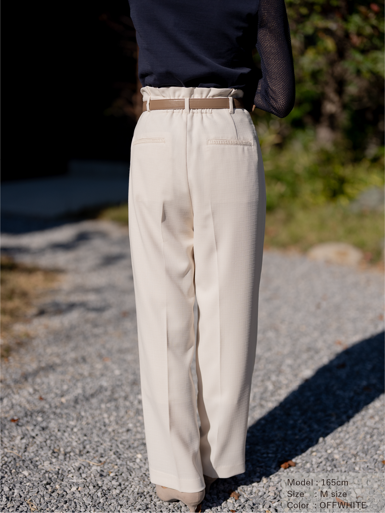 ストレッチリネンライクセミワイドパンツ【リサイクルポリエステル】