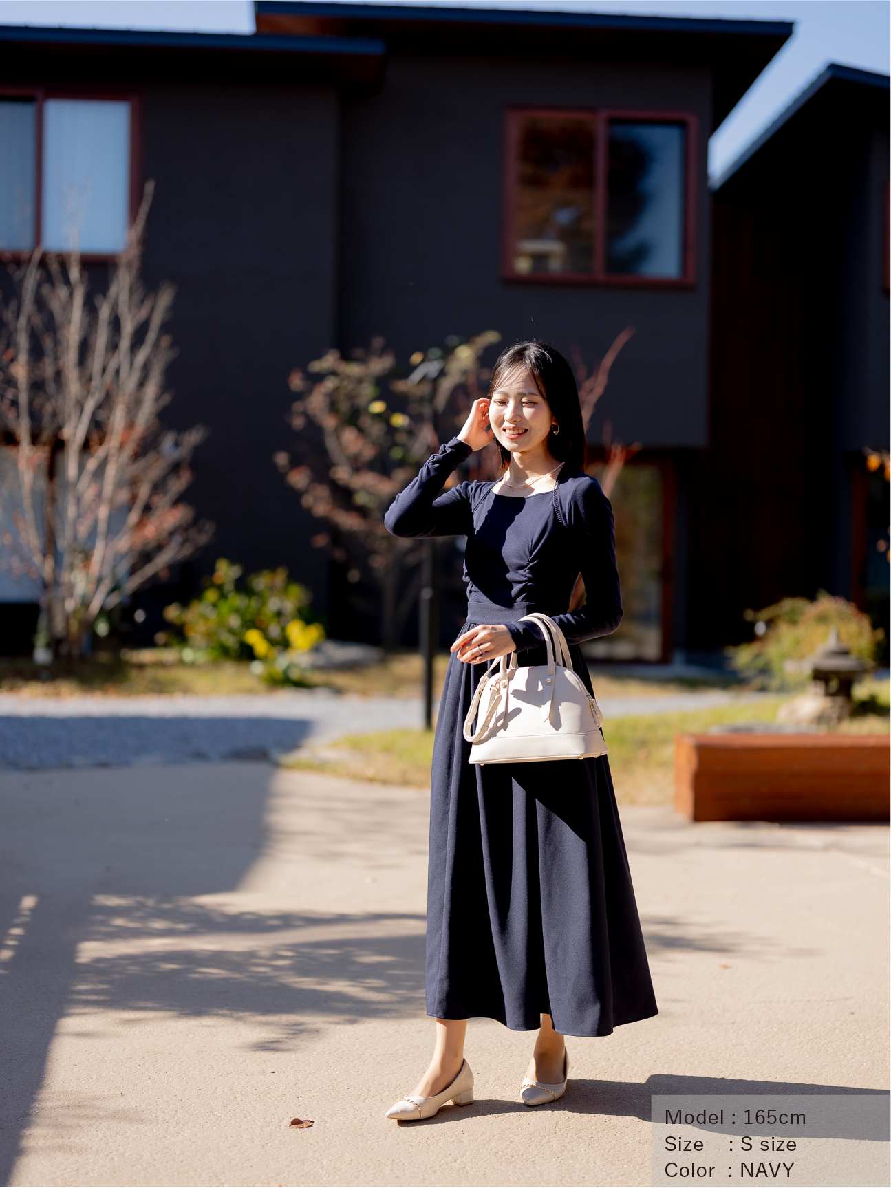 トラペーズネックフライスドッキングワンピース【オーガニックコットン】